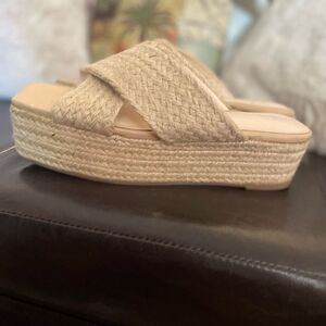 H by Halston Natural Braided Espadrille Platform Slide
